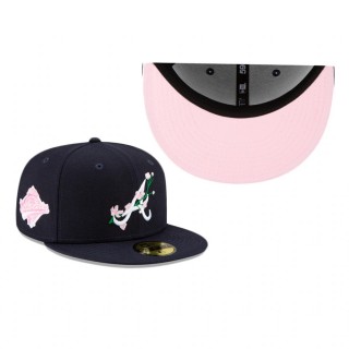 Braves Navy Side Patch Bloom 59FIFTY Fitted Hat