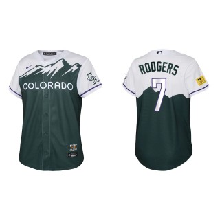 Brendan Rodgers Youth Colorado Rockies Green 2022 City Connect Replica Jersey