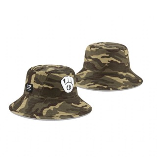 Milwaukee Brewers Camo 2021 Armed Forces Day Bucket Hat