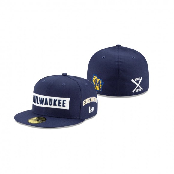 Brewers Navy Boxed Wordmark 59FIFTY Fitted Hat