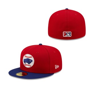 Buffalo Bisons Red Authentic Collection 59FIFTY Fitted Hat