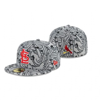 Cardinals Team Print Graphite 59FIFTY Fitted Cap