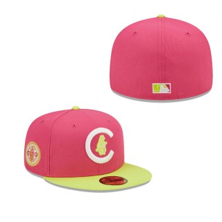 Men's Chicago Cubs Pink 1908 World Series Champions Beetroot Cyber 59FIFTY Fitted Hat