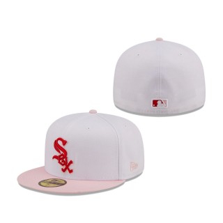 Chicago White Sox Scarlet Undervisor 59FIFTY Fitted Hat White Pink