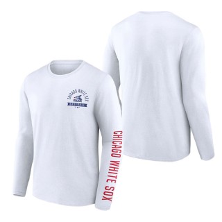 Men's Chicago White Sox Fanatics Branded White Pressbox Long Sleeve T-Shirt