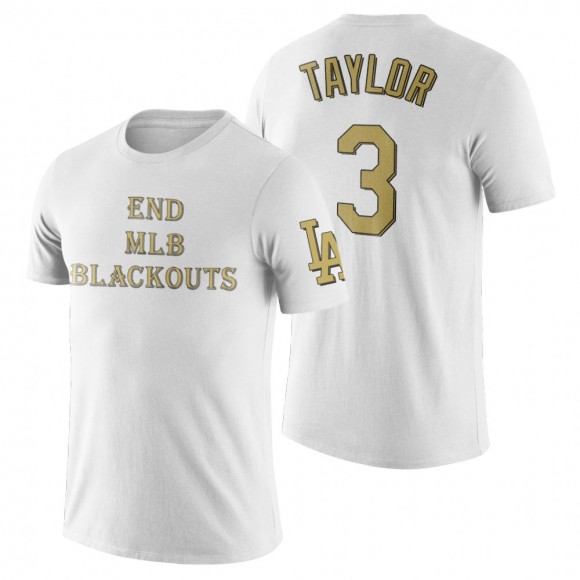 Los Angeles Dodgers Chris Taylor White End Blackouts T-Shirt