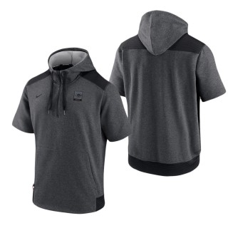 Men's Cincinnati Reds Charcoal Black Authentic Collection Dry Flux Performance Quarter-Zip Short Sleeve Hoodie