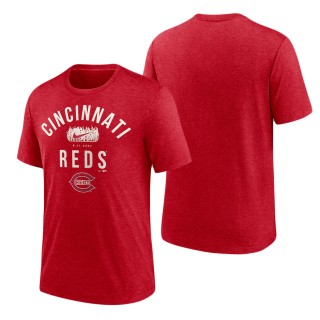 Men's Cincinnati Reds Heathered Red 2022 Field of Dreams Lockup Tri-Blend T-Shirt