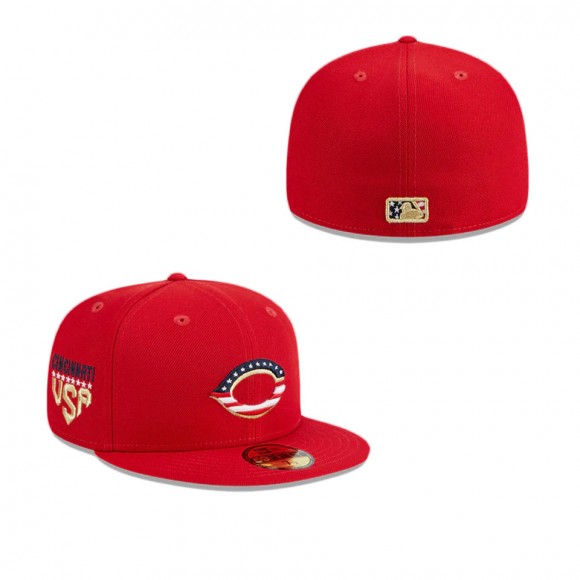 Cincinnati Reds Independence Day Fitted Hat