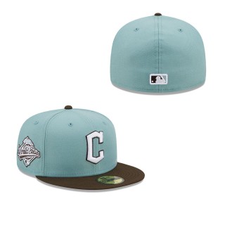 Men's Cleveland Guardians Light Blue Brown 1997 World Series Beach Kiss 59FIFTY Fitted Hat