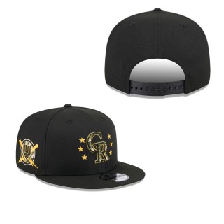 Colorado Rockies Black 2024 Armed Forces Day 9FIFTY Snapback Hat