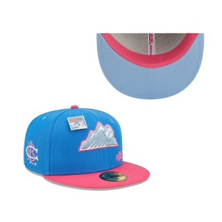 Colorado Rockies Blue Pink MLB x Big League Chew Curveball Cotton Candy Flavor Pack 59FIFTY Fitted Hat