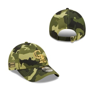 Colorado Rockies New Era Camo 2022 Armed Forces Day 9TWENTY Adjustable Hat