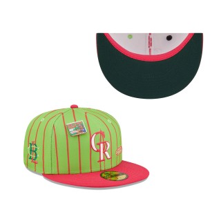 Colorado Rockies Pink Green MLB x Big League Chew Wild Pitch Watermelon Flavor Pack 59FIFTY Fitted Hat