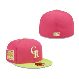 Men's Colorado Rockies Pink 25th Anniversary Beetroot Cyber 59FIFTY Fitted Hat