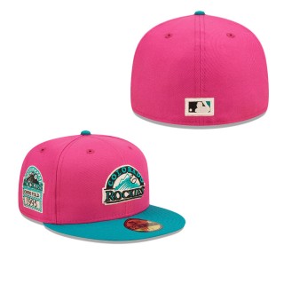 Men's Colorado Rockies Pink Green Cooperstown Collection Coors Field Passion Forest 59FIFTY Fitted Hat