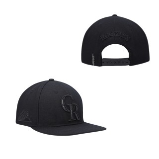 Men's Colorado Rockies Pro Standard Black Triple Black Wool Snapback Hat
