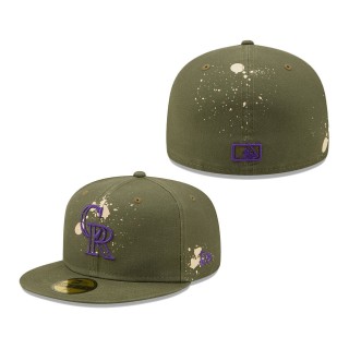 Colorado Rockies Splatter 59FIFTY Fitted Hat Olive