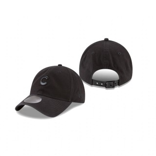 Chicago Cubs Black Blackout Collection Micro Matte 9TWENTY Adjustable Hat