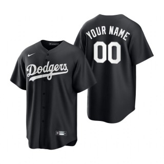 Custom Dodgers Nike Black White Replica Jersey