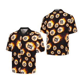 Detroit Tigers PLEASURES Black Flame Fireball Button-Up Shirt