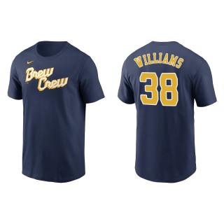 Devin Williams Brewers Navy 2022 City Connect Wordmark T-Shirt