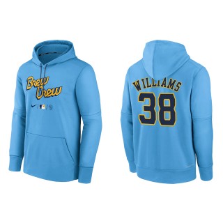 Devin Williams Brewers Powder Blue 2022 City Connect Authentic Collection Therma Performance Pullover Hoodie