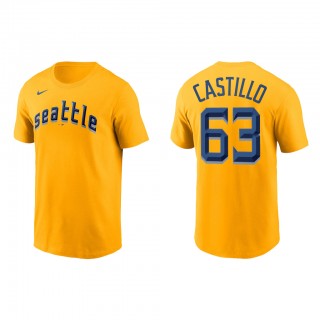 Diego Castillo Seattle Mariners Gold 2023 City Connect Wordmark T-Shirt