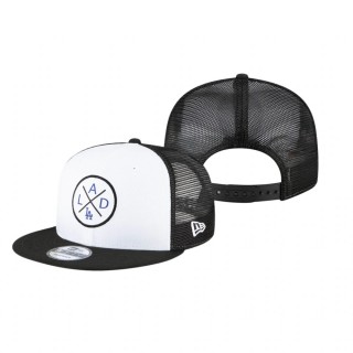 Los Angeles Dodgers White Black Vert 2.0 9FIFTY Trucker Snapback Hat