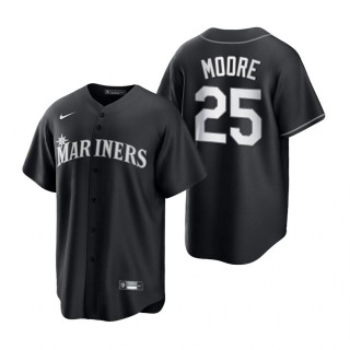 Mariners Dylan Moore Nike Black White Replica Jersey