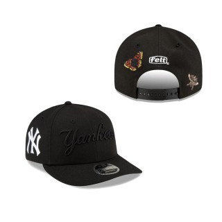 Felt X New York Yankees Black On Black Low Profile Snapback Hat