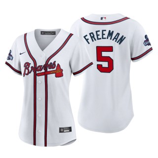 Freddie Freeman Women Atlanta Braves White 2021 World Series Champions Replica Jersey