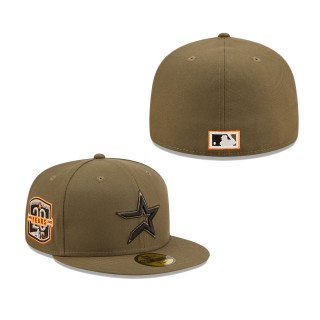 Houston Astros 20th Anniversary Hunter Flame Undervisor 59FIFTY Fitted Hat Olive