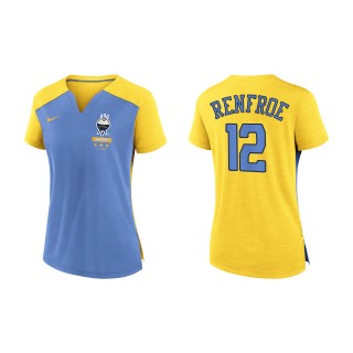 Hunter Renfroe Women's Brewers Powder Blue Gold 2022 City Connect Exceed Boxy V-Neck T-Shirt