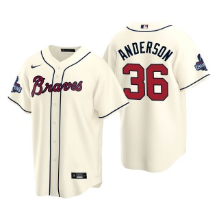 Ian Anderson Men's Atlanta Braves Cream Alternate 2021 World Series Champions Replica Jersey