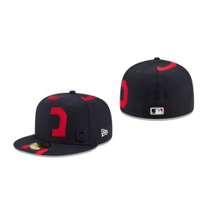 Indians Pieced Logo Navy 59FIFTY Fitted New Era Hat