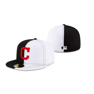 Indians Split Crown Black White 59Fifty Fitted Hat