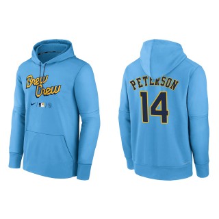 Jace Peterson Brewers Powder Blue 2022 City Connect Authentic Collection Therma Performance Pullover Hoodie