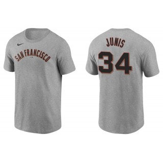 Men's San Francisco Giants Jake Junis Gray Name & Number T-Shirt