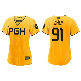 Ji-Man Choi Women Pittsburgh Pirates Gold City Connect Replica Jersey