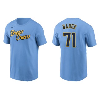 Josh Hader Brewers Powder Blue 2022 City Connect Name & Number T-Shirt
