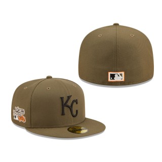 Kansas City Royals 1985 World Series Hunter Flame Undervisor 59FIFTY Fitted Olive