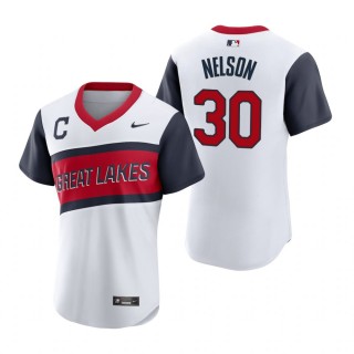 Indians Kyle Nelson Nike White 2021 Little League Classic Jersey