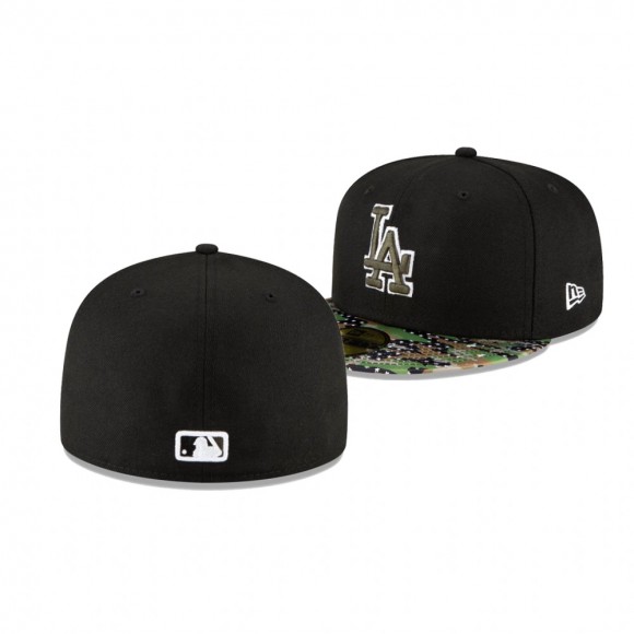 LA Dodgers Black Camo Star Viz 59FIFTY Fitted Hat