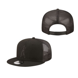Men's Los Angeles Angels Blackout Trucker 9FIFTY Snapback Hat