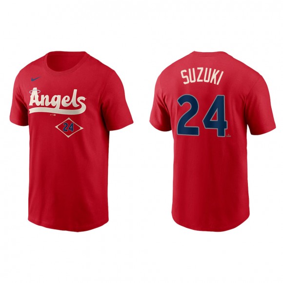 Kurt Suzuki Men's Los Angeles Angels Nike Red 2022 City Connect Name & Number T-Shirt