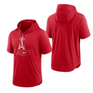 Men's Los Angeles Angels Red Logo Lockup Performance Short-Sleeved Pullover Hoodie