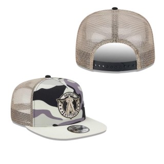 Los Angeles Angels White Chrome Camo A-Frame 9FIFTY Trucker Snapback Hat