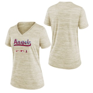 Women's Los Angeles Angels Nike Cream 2022 City Connect Authentic Collection Velocity Performance V-Neck T-Shirt