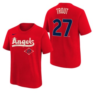 Youth Los Angeles Angels Mike Trout Nike Red 2022 City Connect Name & Number T-Shirt